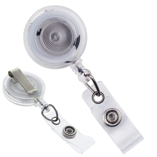 Translucent Clear Retractable Badge Reel with Belt Clip