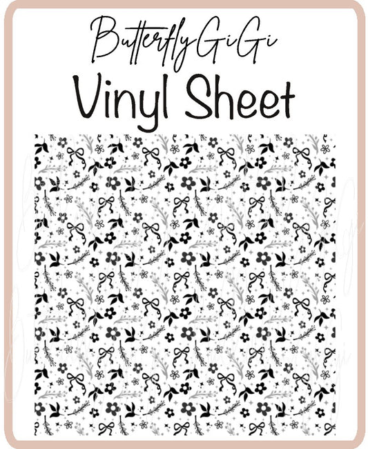 Black daisy Bows Vinyl Sheet