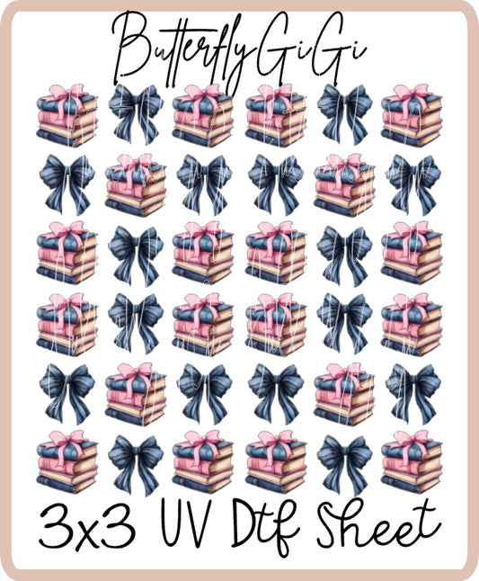 Black Pink Books UV Dtf SHEET