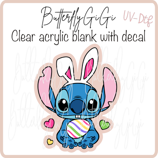 Blue alien Bunny Heart UvDTF