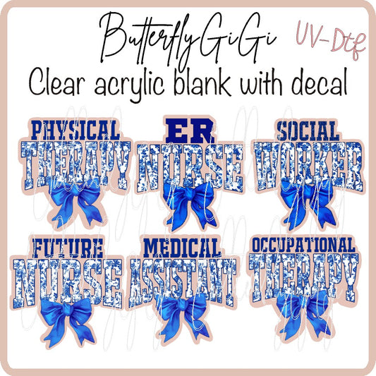 Blue Toile Medical Title UV DTF