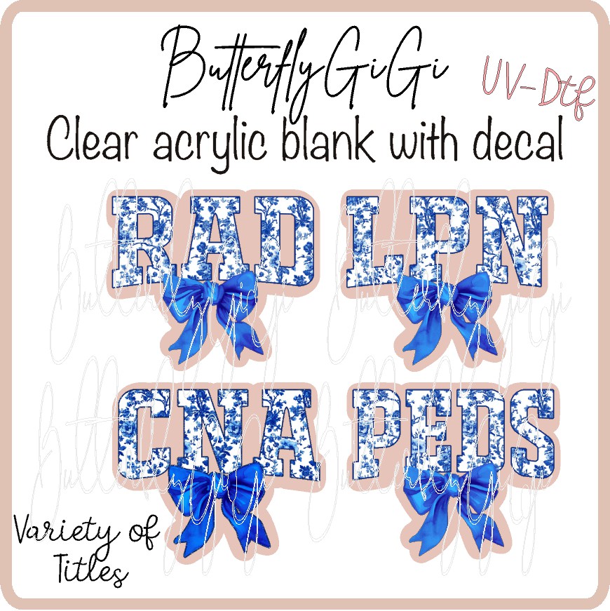 Blue Toile  Medical Title UV DTF