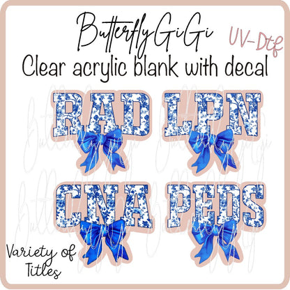 Blue Toile  Medical Title UV DTF