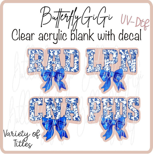 Blue Toile  Medical Title UV DTF