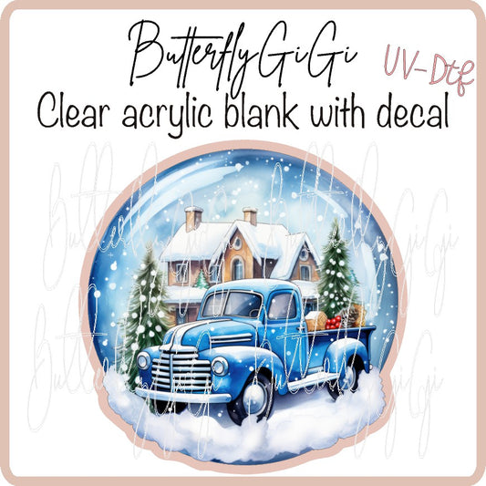 Blue Truck Snowglobe UV DTF