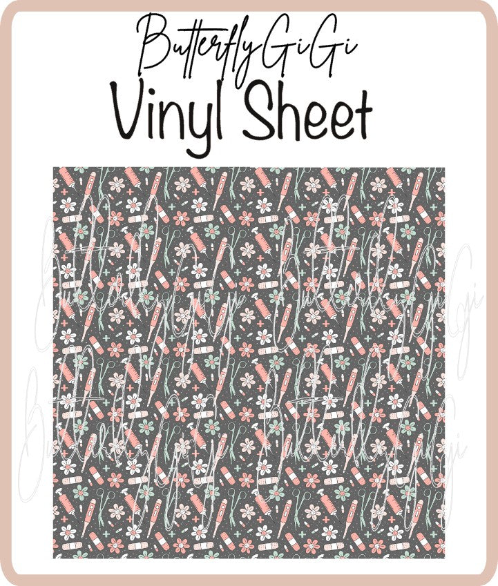 Vinyl Boho Medical Grey Sheet