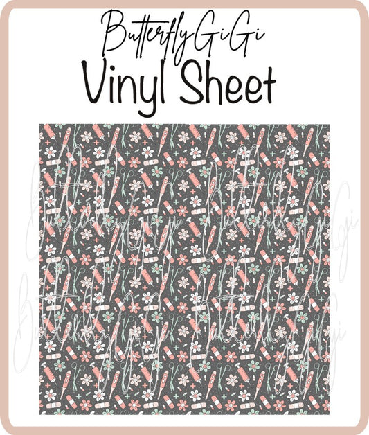 Vinyl Boho Medical Grey Sheet