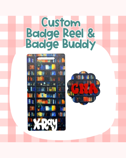 Books Badge Reel Badge Buddy Custom Acrylic Design