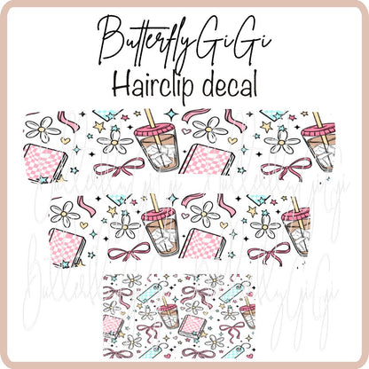 Books Iced Coffee Hair Clip DECAL