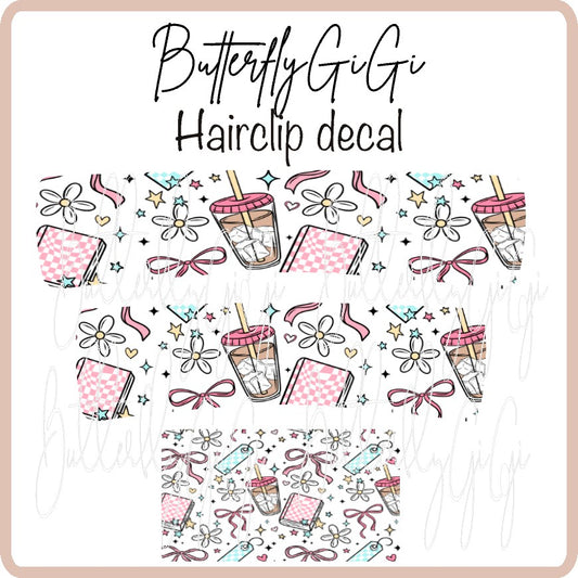 Books Iced Coffee Hair Clip DECAL