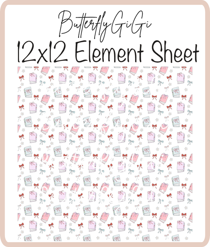 Books and Bows 12x12 UVDTF Element Sheet