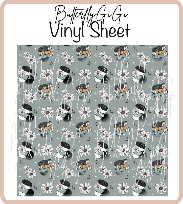Books and Coffee Vinyl Sheet