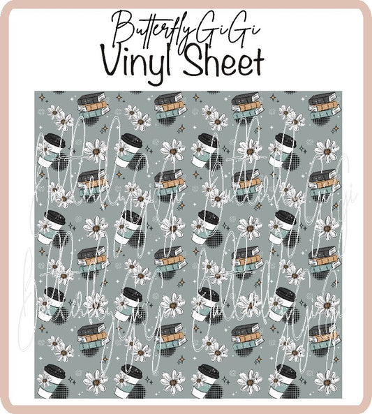 Books and Coffee Vinyl Sheet