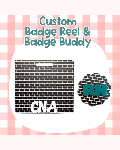 Brick Wall Black Badge Reel Badge Buddy Custom Acrylic Design