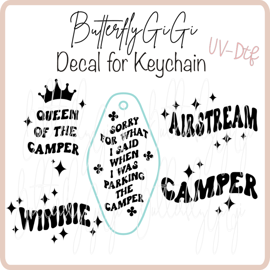Camping  Hotel Keychain Decals UvDTF