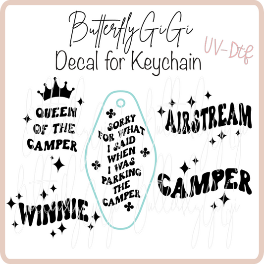 Camping  Hotel Keychain Decals UvDTF