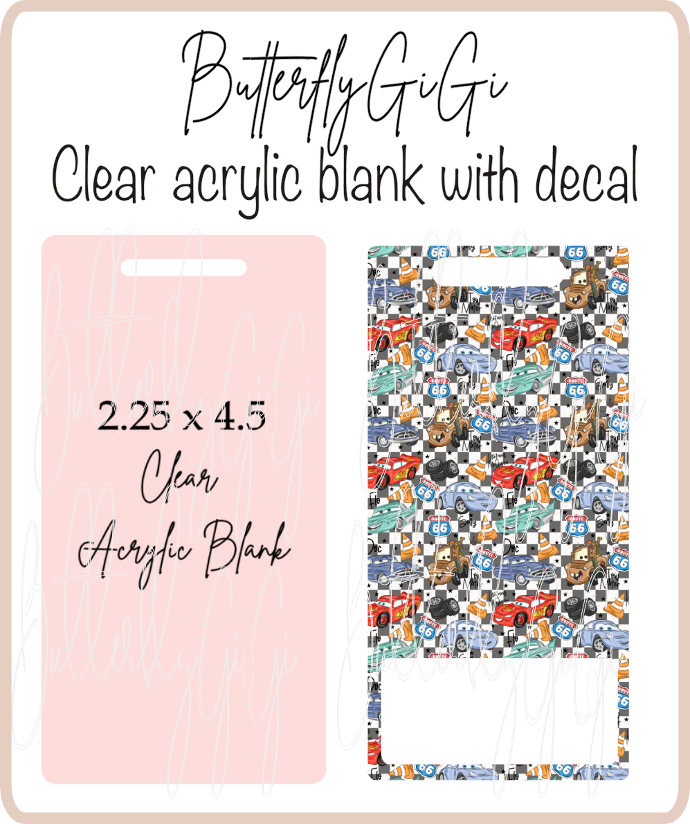 Cars Checkered  Buddy Acrylic Blank & Decal