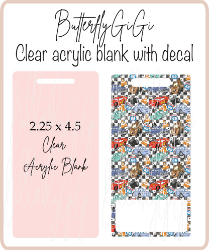 Cars Checkered  Buddy Acrylic Blank & Decal