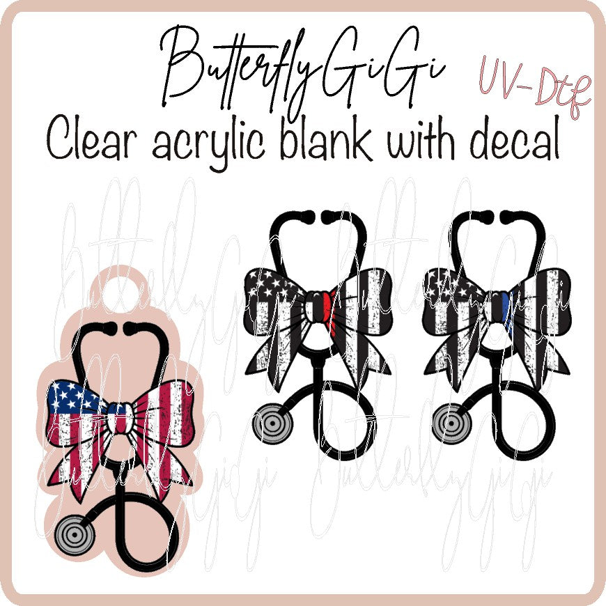 Patriotic First Responder Stethoscope  UVDTF Charms