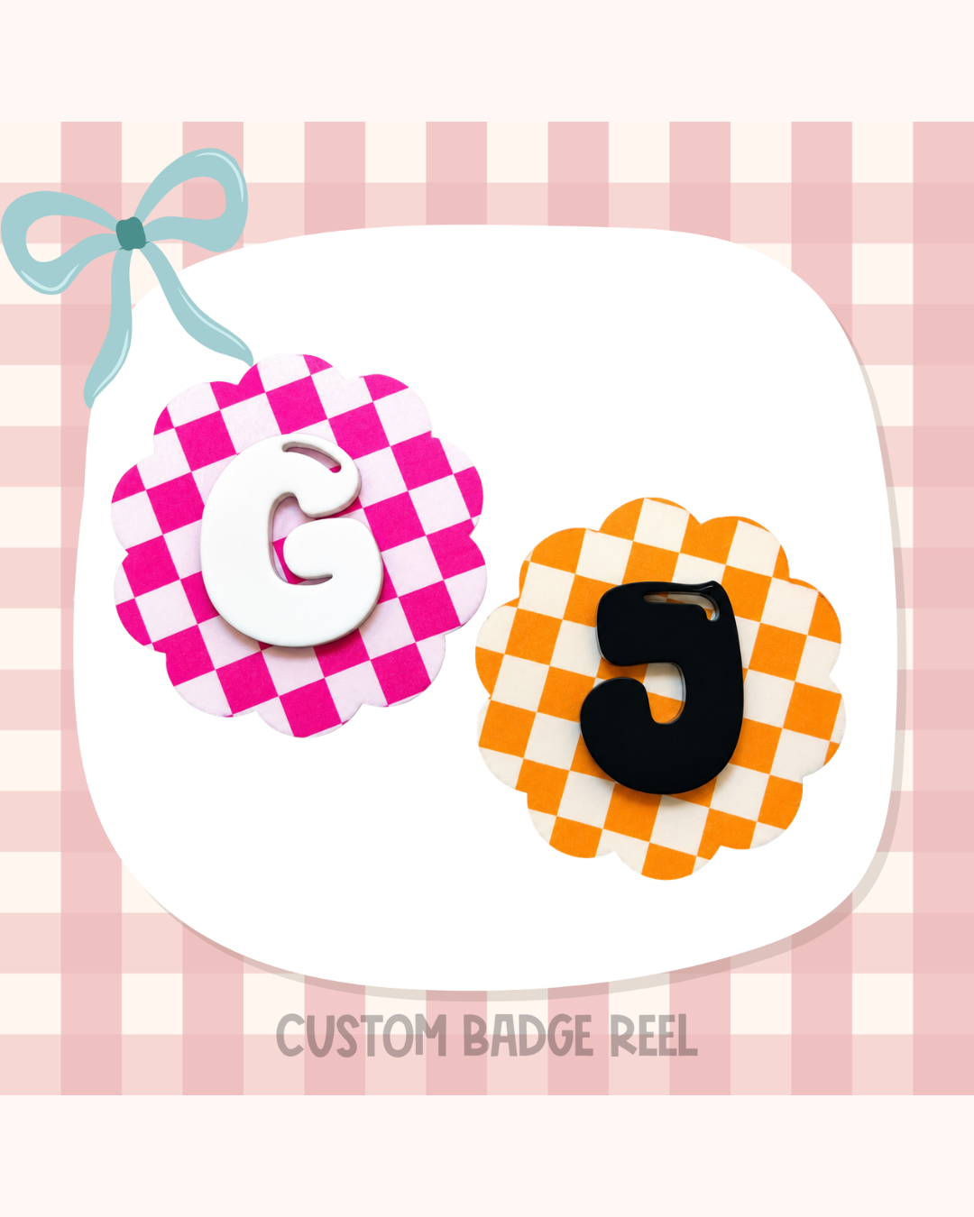 Checkered Badge Reel Custom Acrylic Design