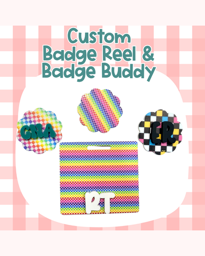 Rainbow Checkered Badge Reel Badge Buddy Custom Acrylic Design
