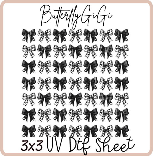 3x3 Checkered Bat Bow  Uv Dtf SHEET