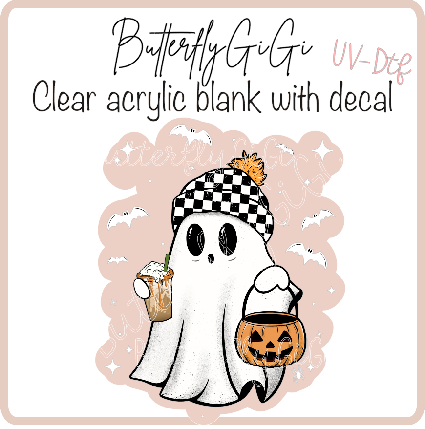 Checkered beanie ghost Coffee UvDtf