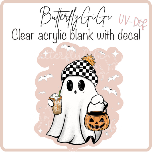 Checkered beanie ghost Coffee UvDtf