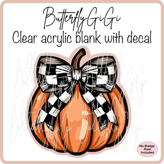Halloween Checkered Bow Pumpkin