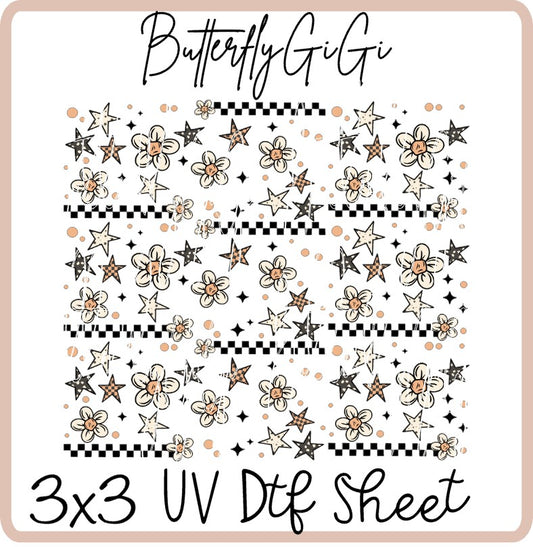 Checkered Daisy UV Dtf SHEET