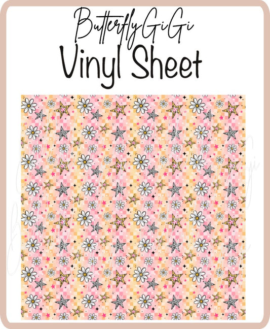 Vinyl Checkered Daisy Sheet