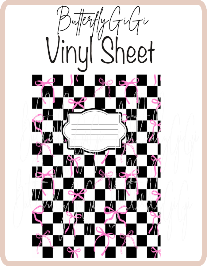 Checkered hot pink bows Vinyl Notebook