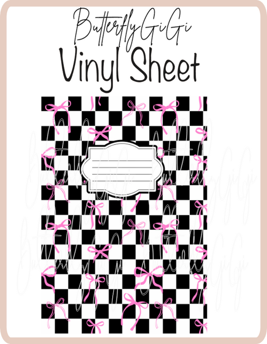 Checkered hot pink bows Vinyl Notebook