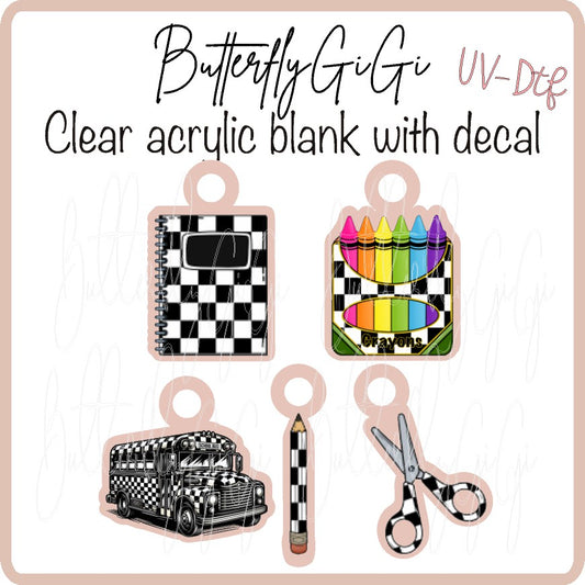 Checkered School UVDTF Charms