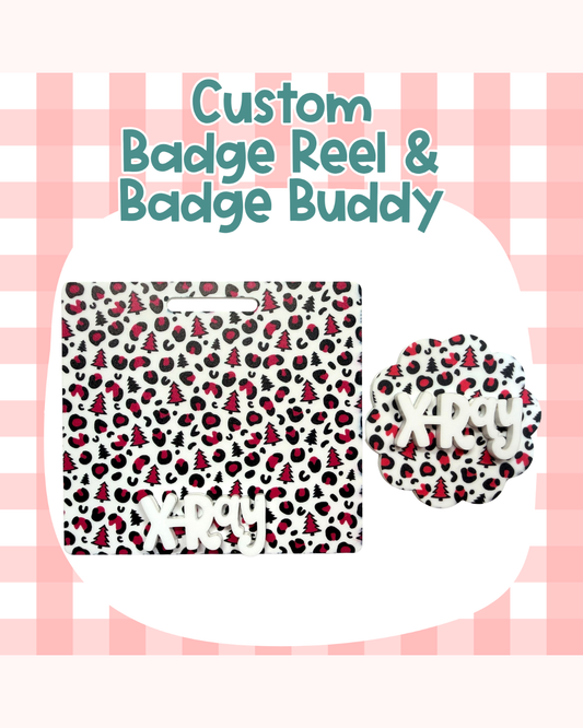 Christmas Leopard Pink Badge Reel Badge Buddy Custom Acrylic Design