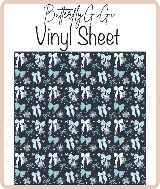 Christmas Blue Bows Vinyl Sheet
