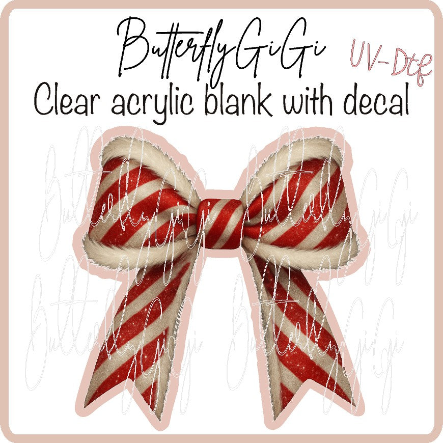 Candy Cane Bow UV DTF