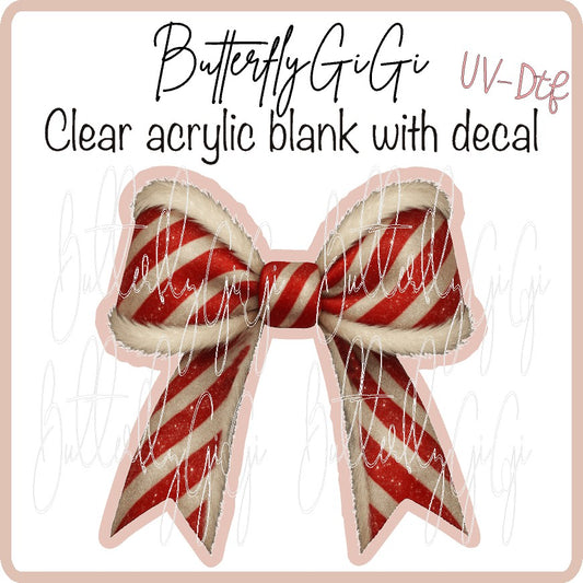Candy Cane Bow UV DTF