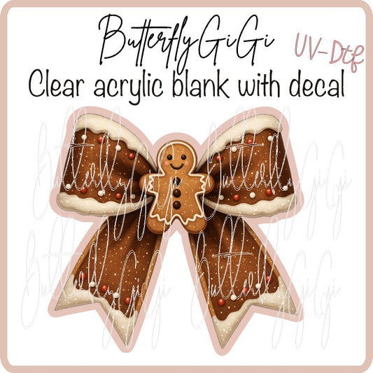 Christmas Gingerbread Bow UV DTF