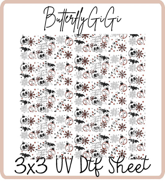 Christmas Skeleton Uv Dtf Sheet