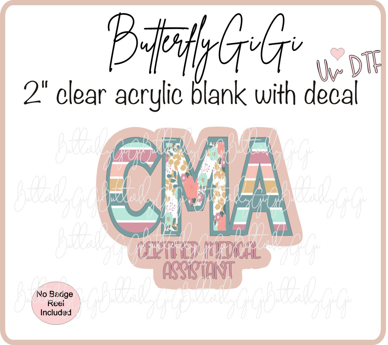 UVDTF Medical Striped Floral Occupation Title