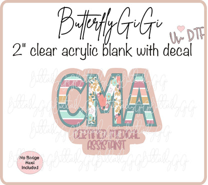 UVDTF Medical Striped Floral Occupation Title
