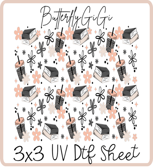 Coffee Books 3x3 UVDtf Sheet