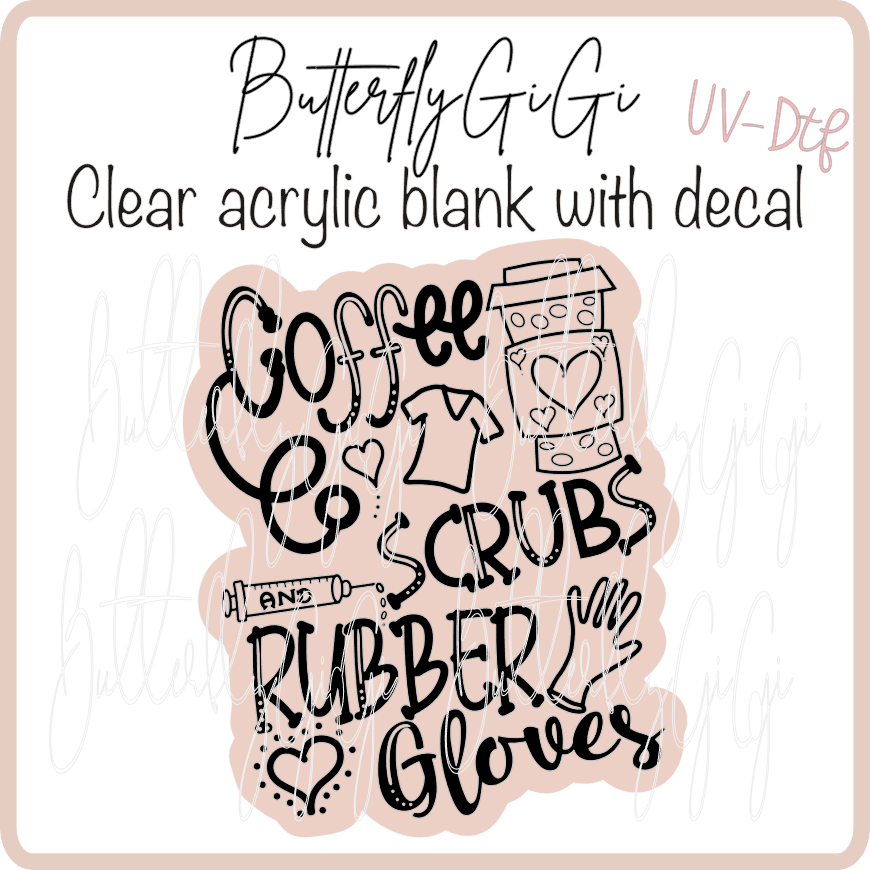 Coffee Scrubs Rubber Gloves UvDTF