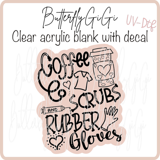 Coffee Scrubs Rubber Gloves UvDTF