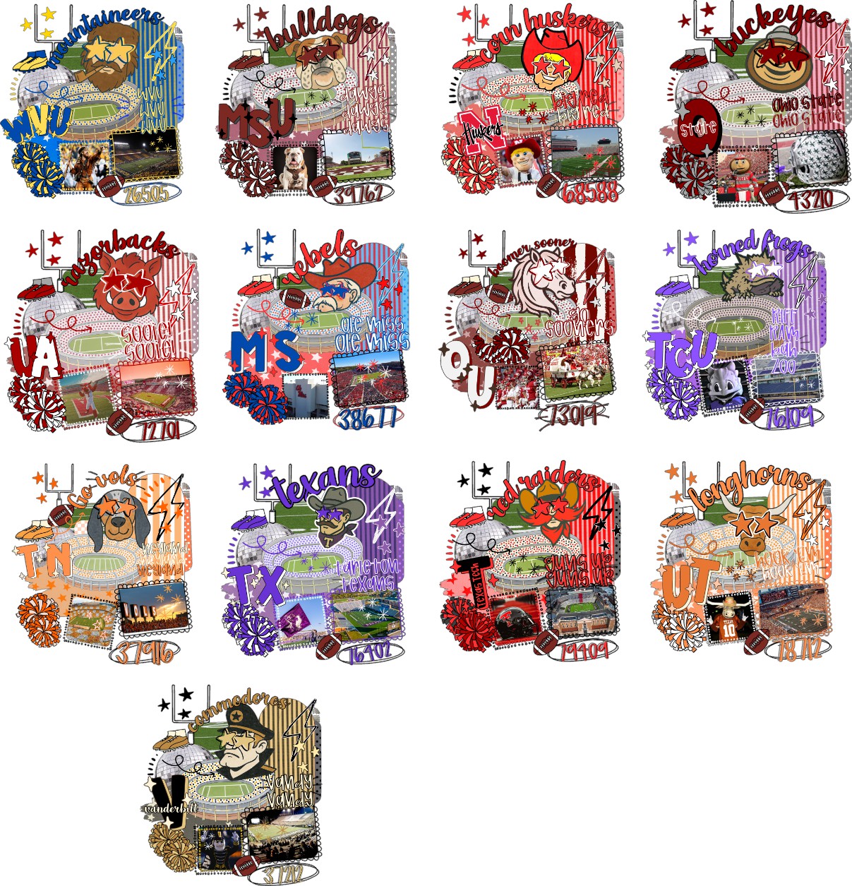 Football College Collage UVDTF