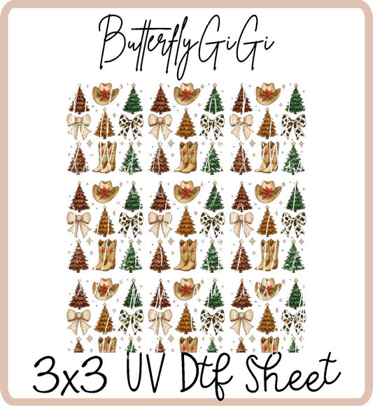 Country Christmas Uv Dtf Sheet