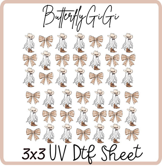3x3 Cowboy Ghost Uv Dtf SHEET