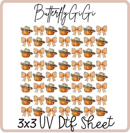 3x3 Cowboy Pumpkin Uv Dtf SHEET
