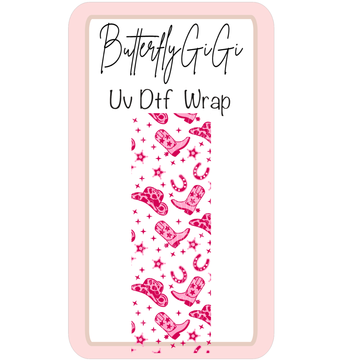 Coquette Pink Boots Hat UV Dtf Wrap
